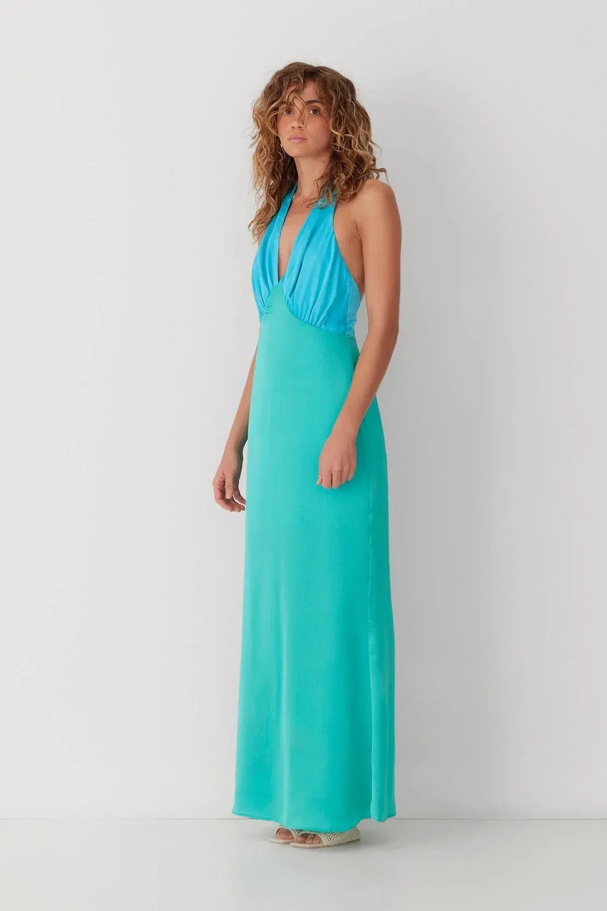The Wolf Gang Oahu Slip Dress Aquamarine Blue Size 10 photo 2