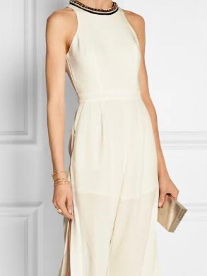 Sass and Bide Embellished Twill and Crepe Jumpsuit White Size 6 photo 2