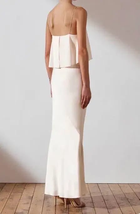 Shona Joy Luxe Bias Frill Slip Dress in Ivory Size 14 photo 3