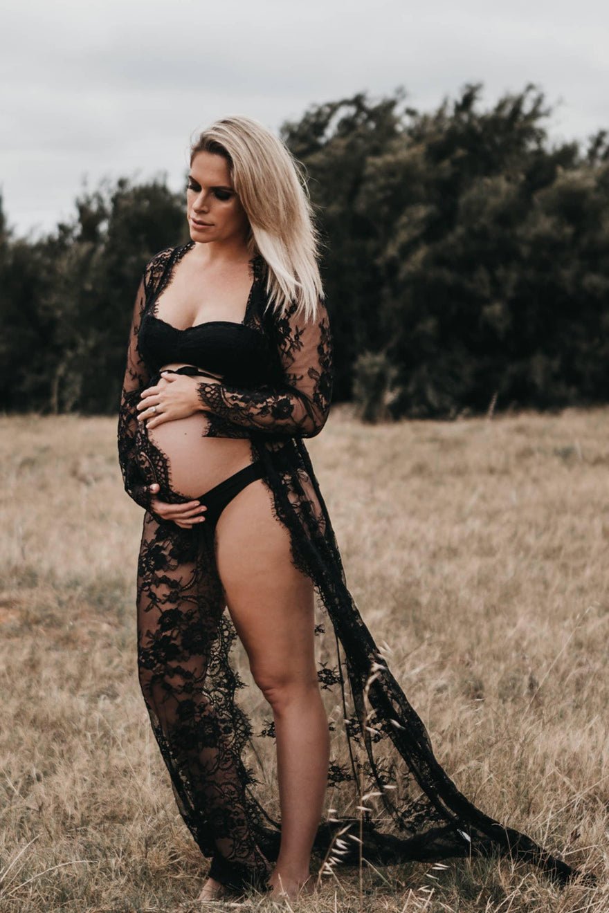 Mama Rentals Eve Lace Kimono - Black photo 2
