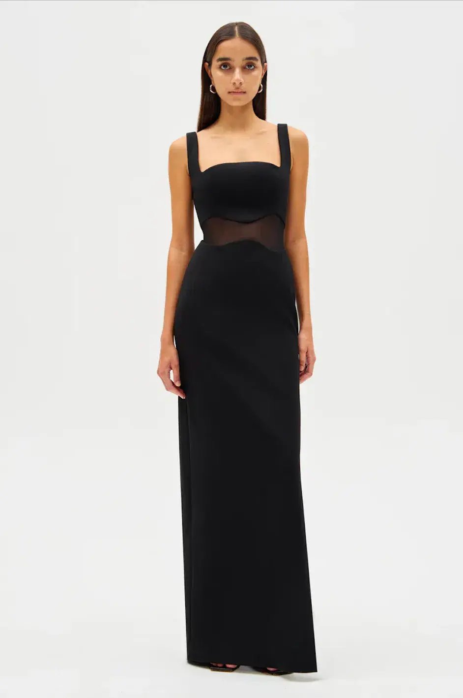 MISHA Damita Bonded Crepe Maxi Dress Black Size 10/M photo 6