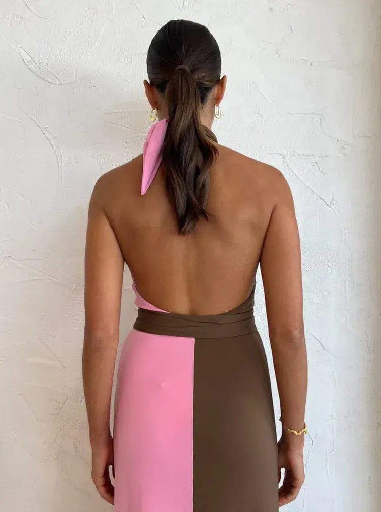 Hansen And Gretel Tempest Halter Wrap Dress In Carob/Pink Size 10 photo 4