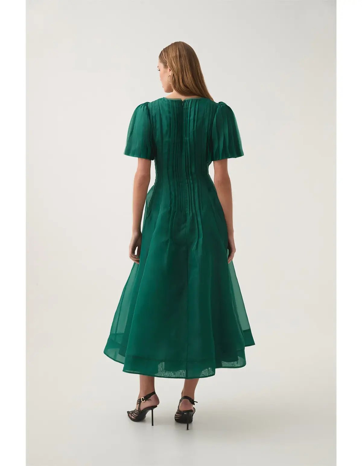 AJE nova pleated midi dress green size 12 photo 3