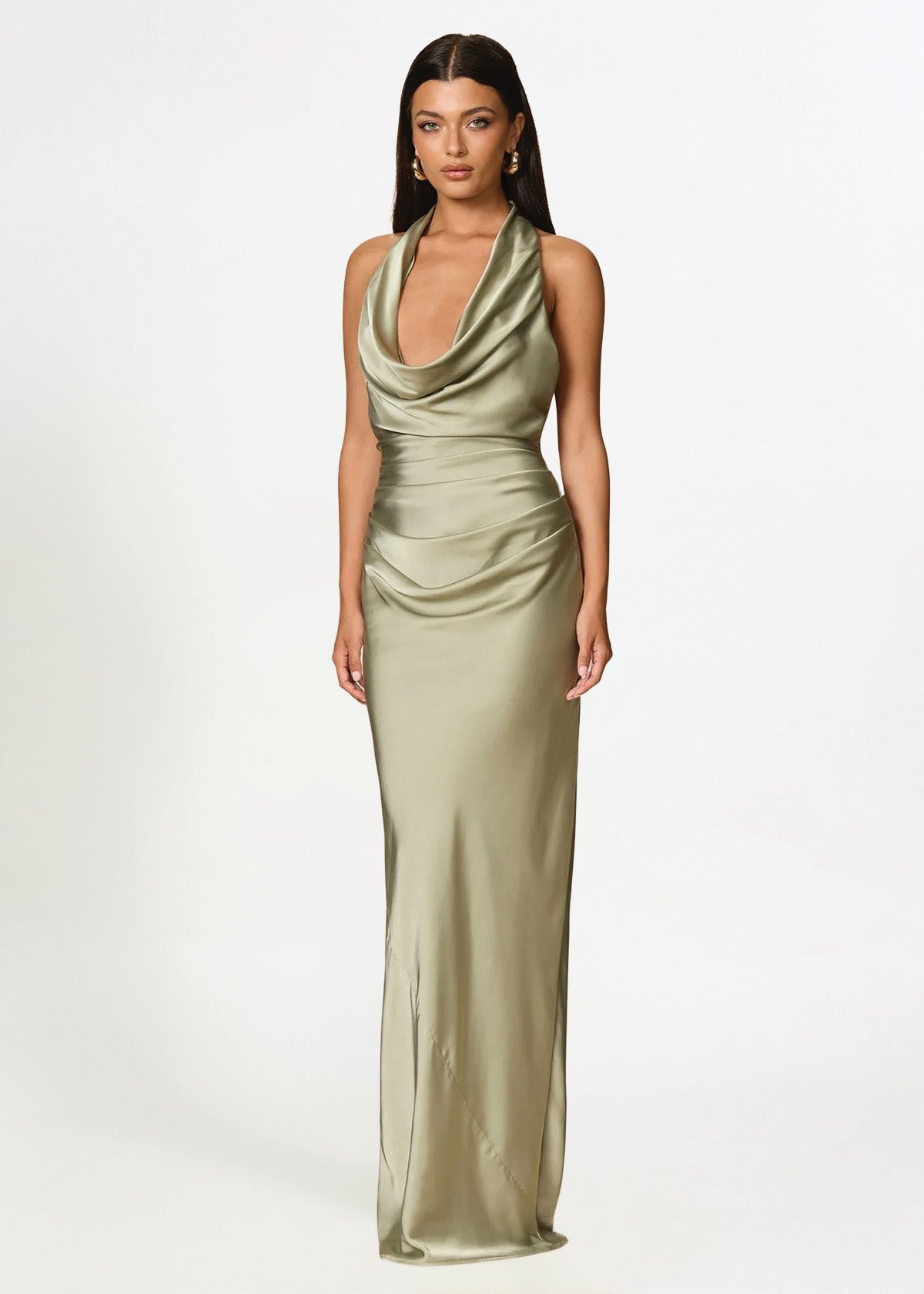 Penelope Drape Gown in Thyme Green photo 4