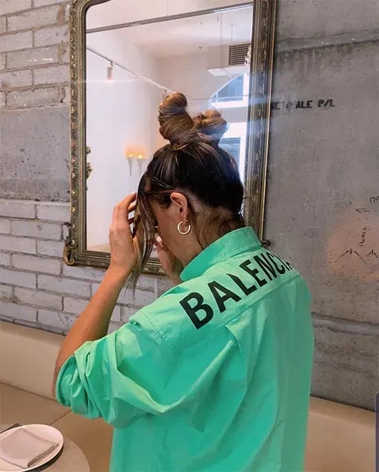 Balenciaga Printed Back Logo Cotton Poplin Shirt In Neon Green Size M/AU 8 photo 3