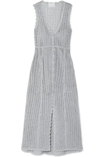 Alice McCall Magic Metallic Open Knit Midi Dress In Stone Size 10 photo 4