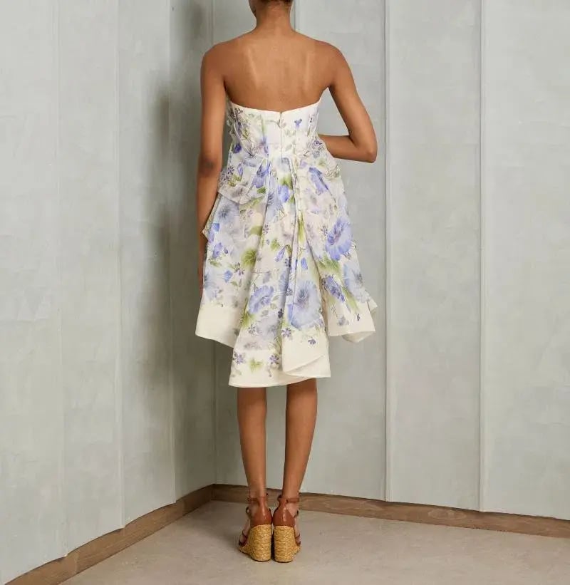 Zimmermann Natura Draped Mini Dress Blue Floral Size 0 / AU 8 photo 2