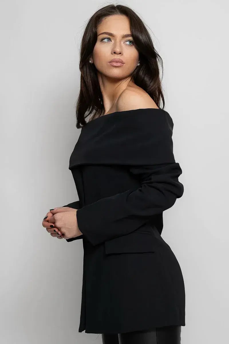 Sierra Darien Cut Out Shoulder Jacket and High Waist Loose Pants Set Black Size M / AU 10 photo 2