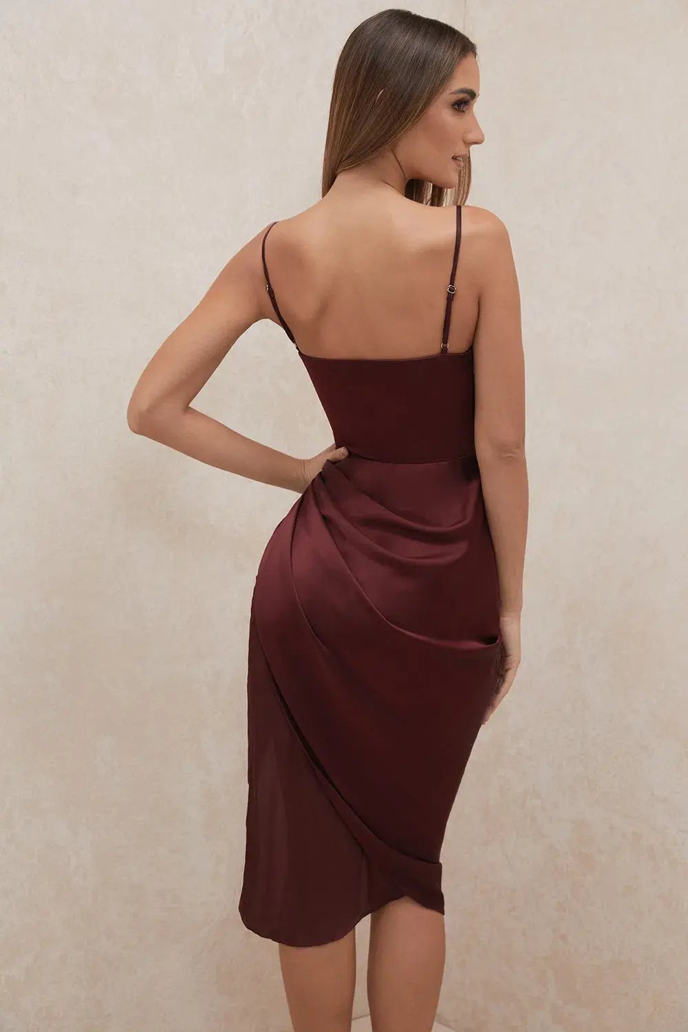 House of CB Reva Satin Balcony Corset Midi Dress Red Size 6 photo 3