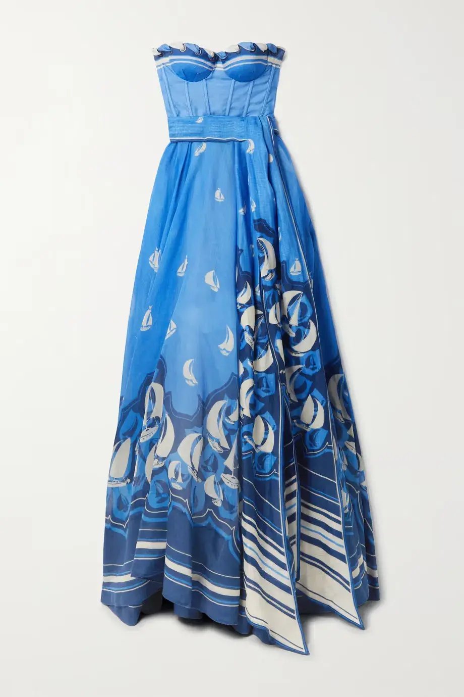 Zimmermann The High Tide Eyelet Maxi Dress in Blue Sailboats Size 0/ AU8 photo 2