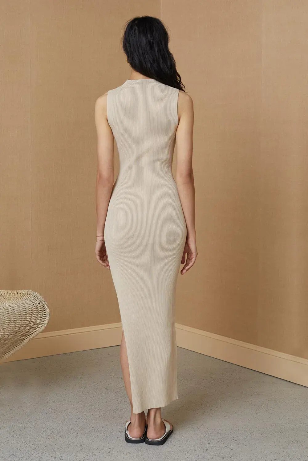 Bec & Bridge Harper Knit Midi Dress Nude Size 8 photo 2