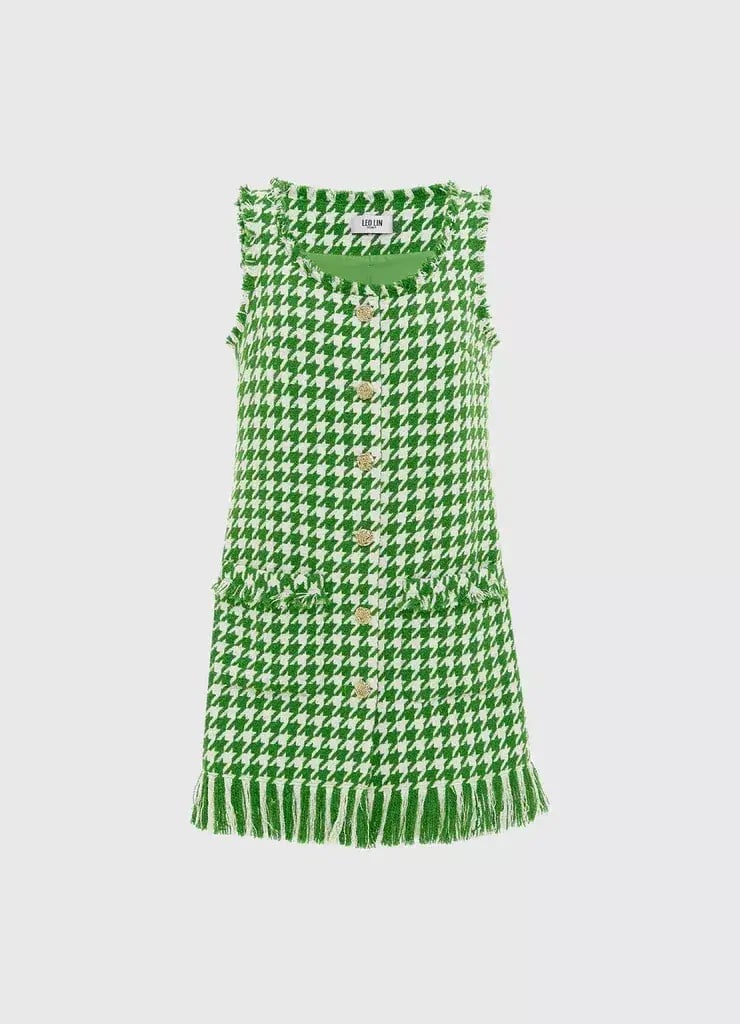 Leo Lin Blair Tweed Mini Dress in Emerald Size 8 photo 5