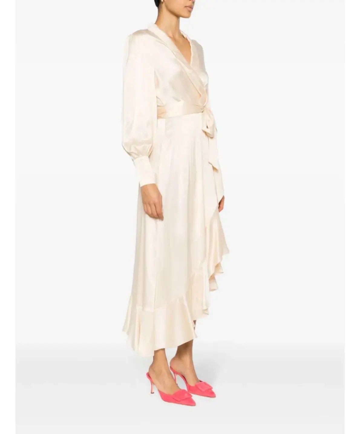 Zimmermann Silk Wrap Midi Dress Beige Size 1 / AU 10 photo 2