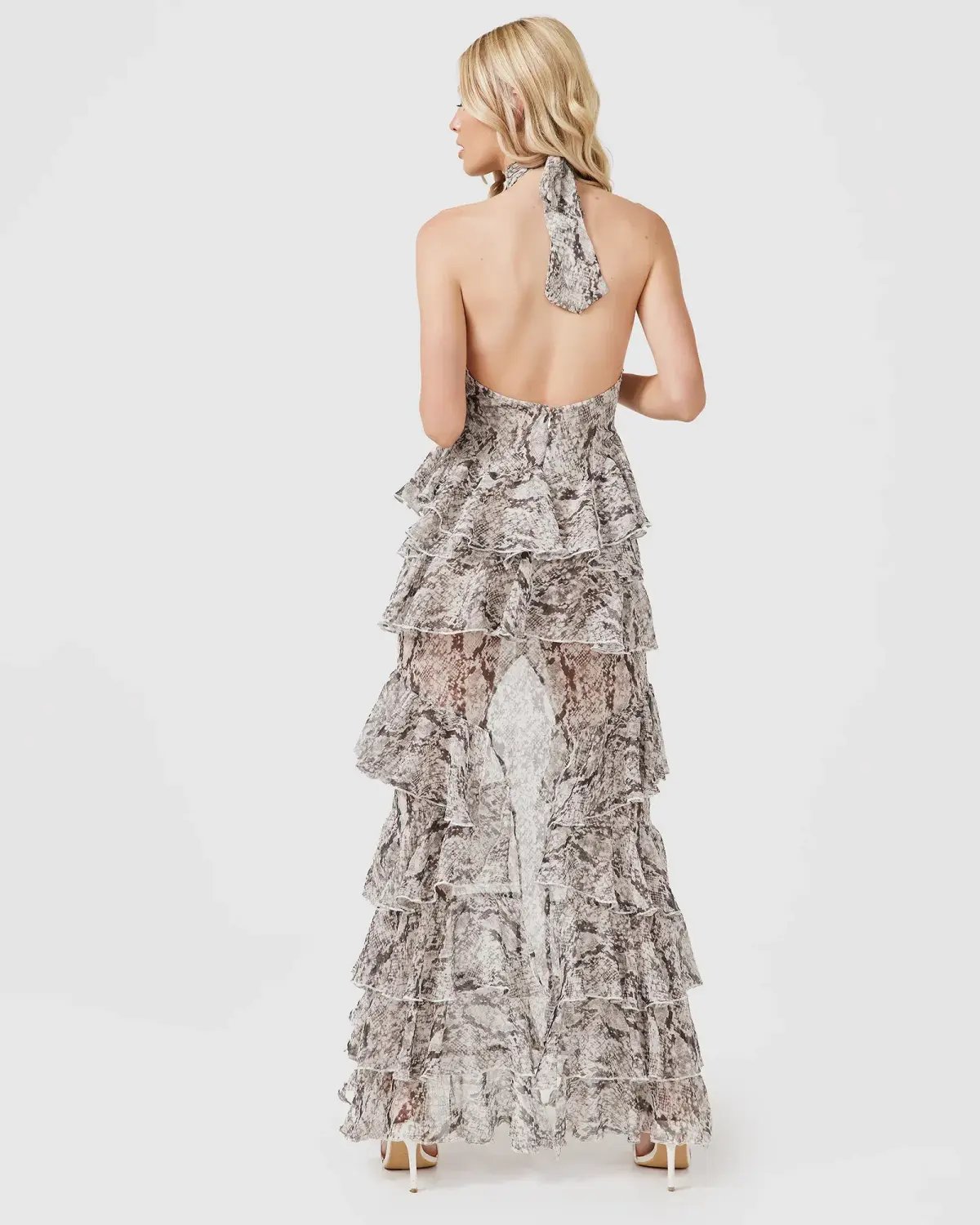 Derma Department Oscar Maxi Dress Snakeskin Size 4 photo 4