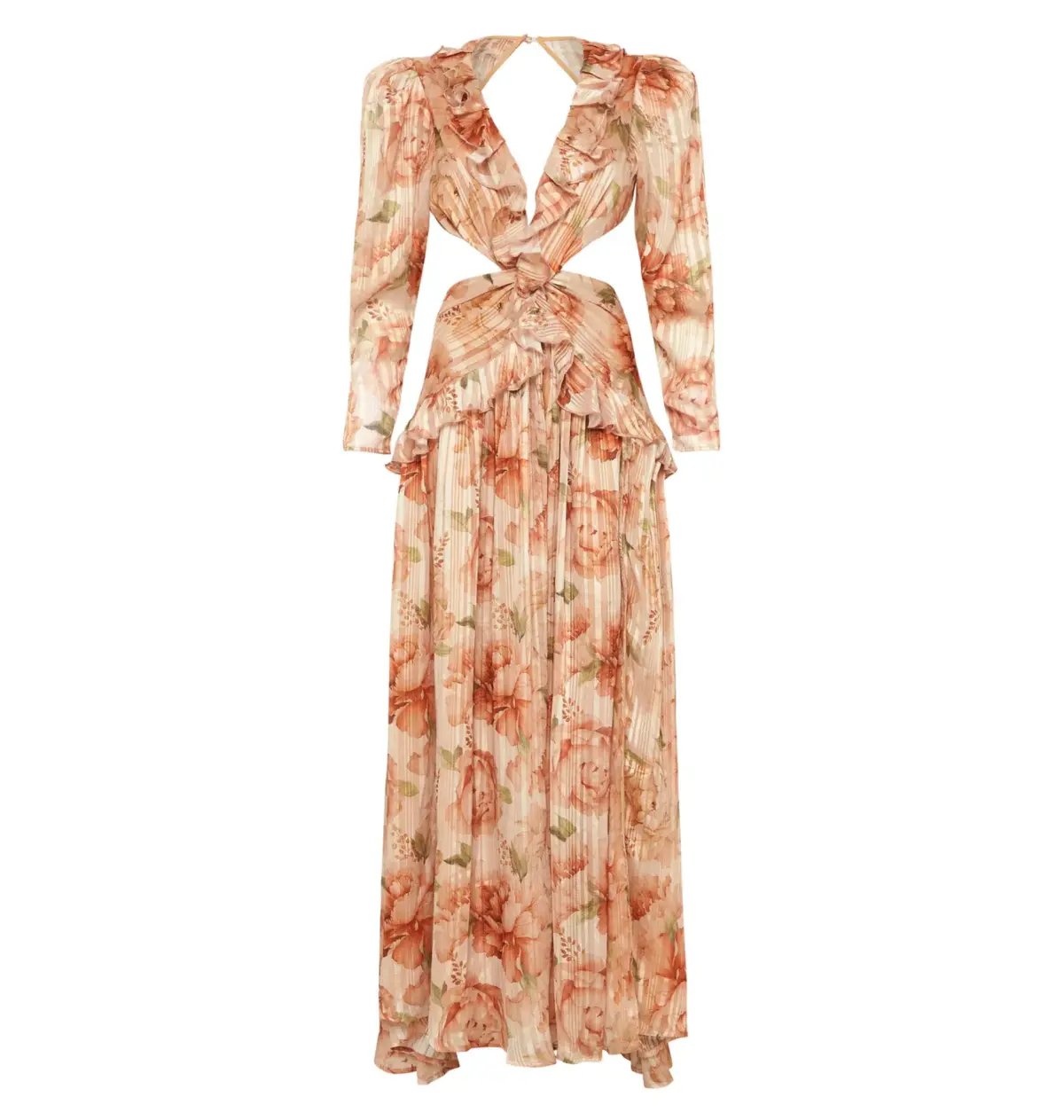 Sonya Moda Ruffle Cutout Maxi In Spiced Peonies Size AU 6 photo 4