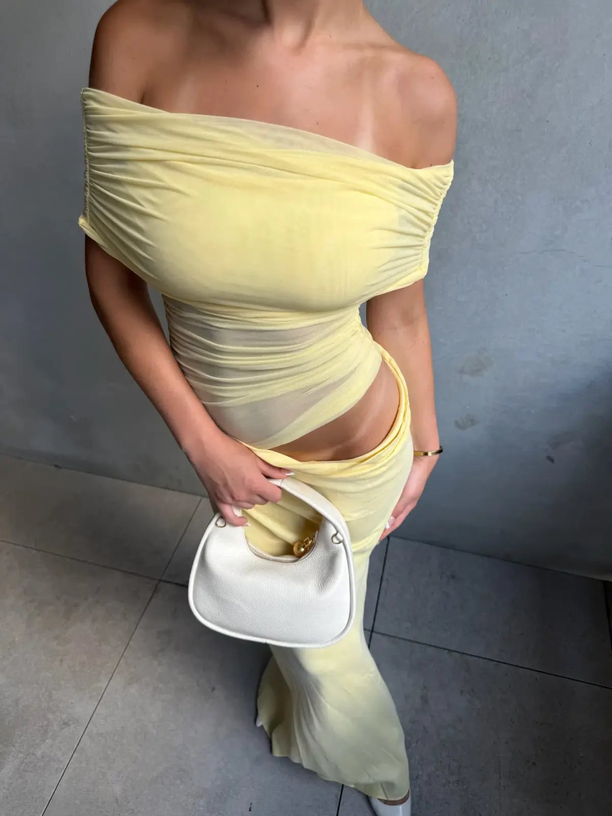 Benni Nico Off Shoulder Maxi Dress Butter Size 8 photo 2