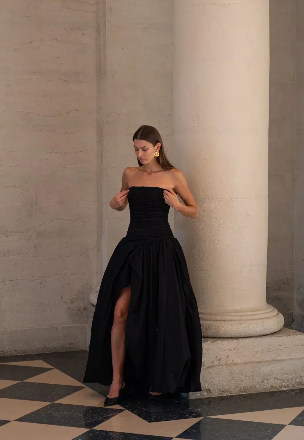 Aje Violette Bubble Hem Maxi Dress Black Size 10 photo 3