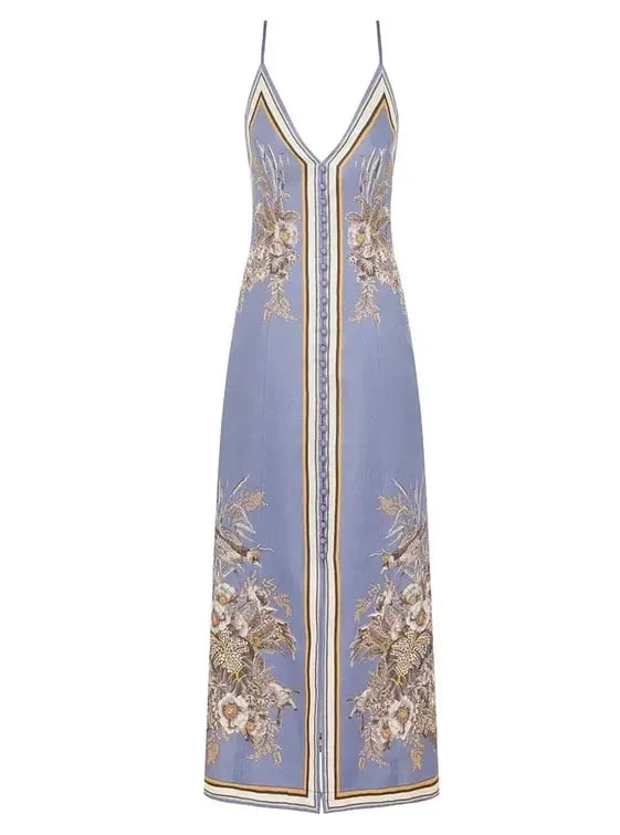 Zimmermann The Ottie Slip Dress in Blue Floral Size 1 / AU 10 photo 3