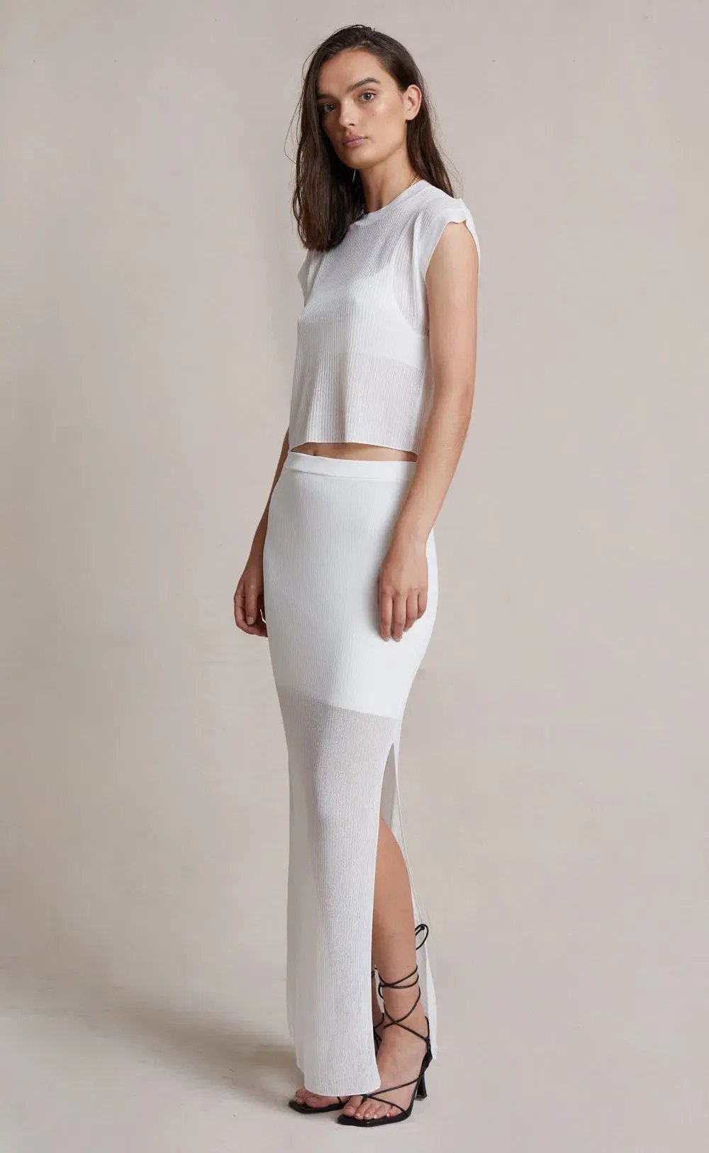Bec & Bridge Moon Light Knit Tee and Skirt Set White Size 8 photo 2
