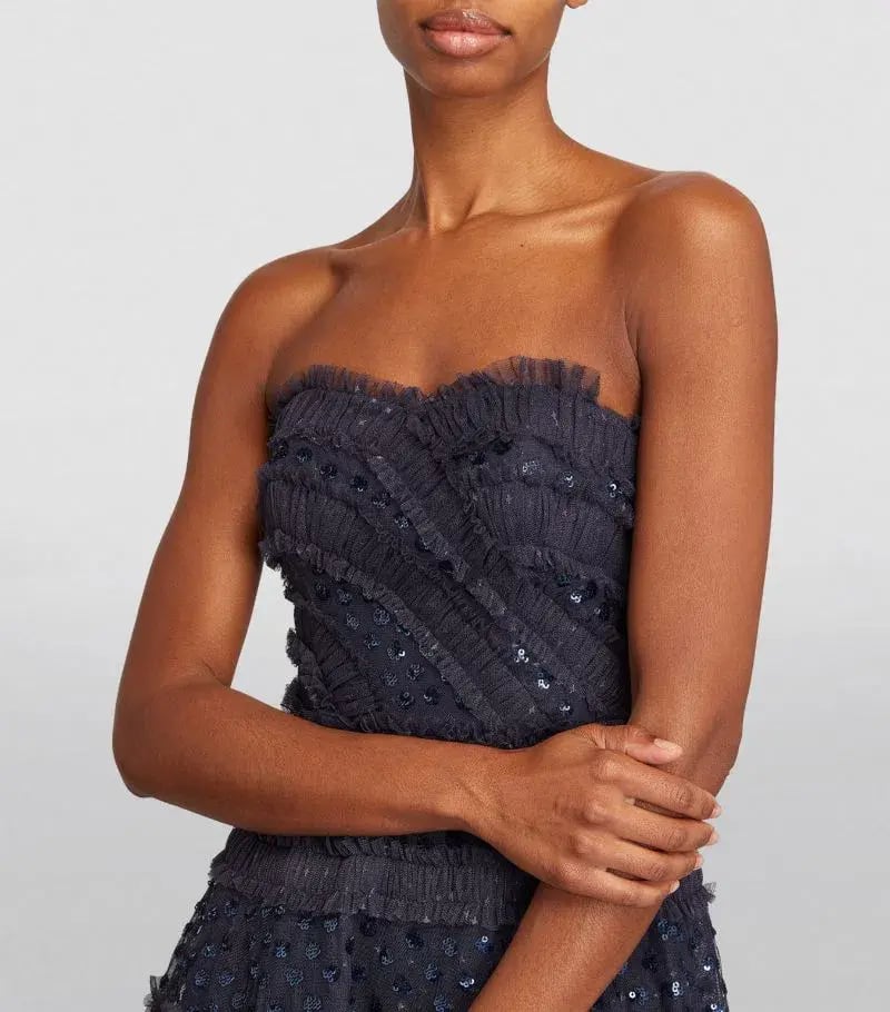 Needle and Thread Strapless Dot Shimmer Gown Black 12 photo 2