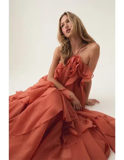 Aje Pandorea Maxi Dress Coral Clay Size AU 14 photo 7