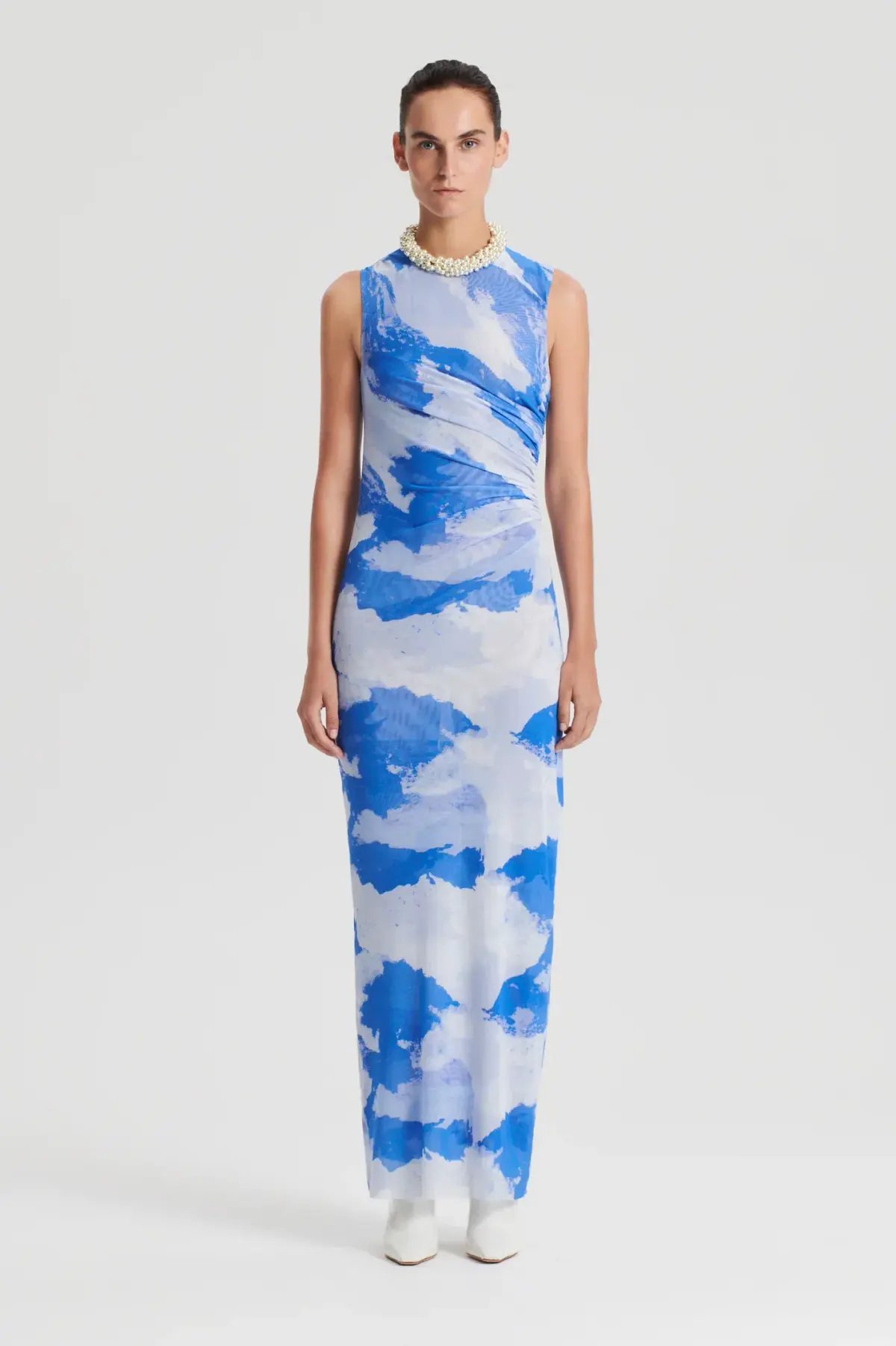 Scanlan Theodore Italian Cloud Print Dress in Blue Size 6 photo 2