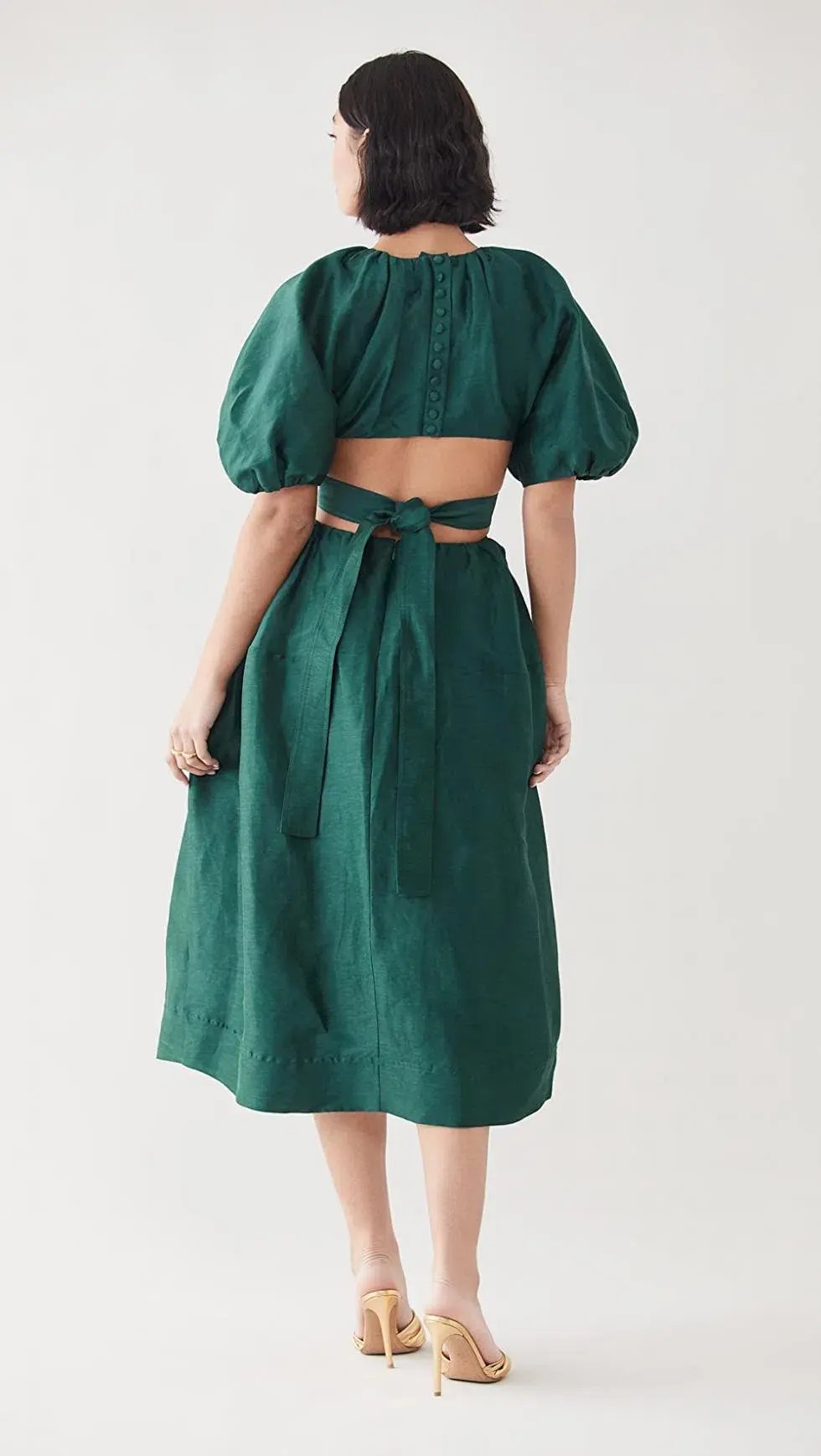 Aje Mimosa Cutout Midi Dress Emerald Green Size 12 photo 3