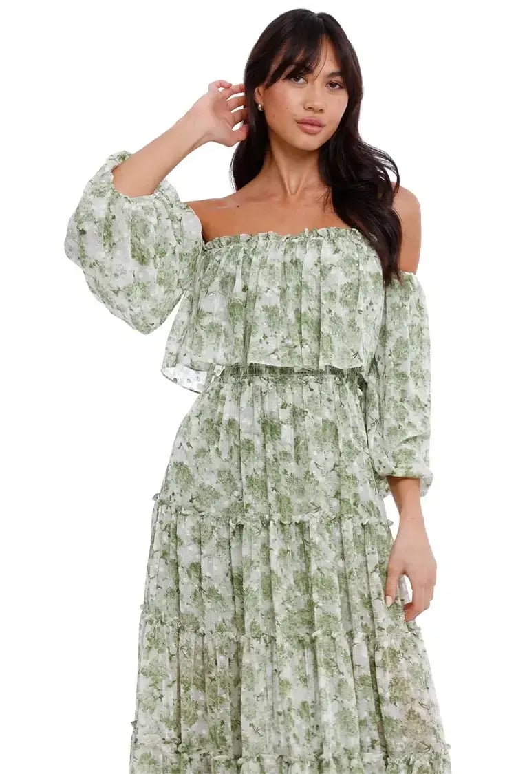 Misa LA Cassandra Dress in Floral Green Size 12 photo 2