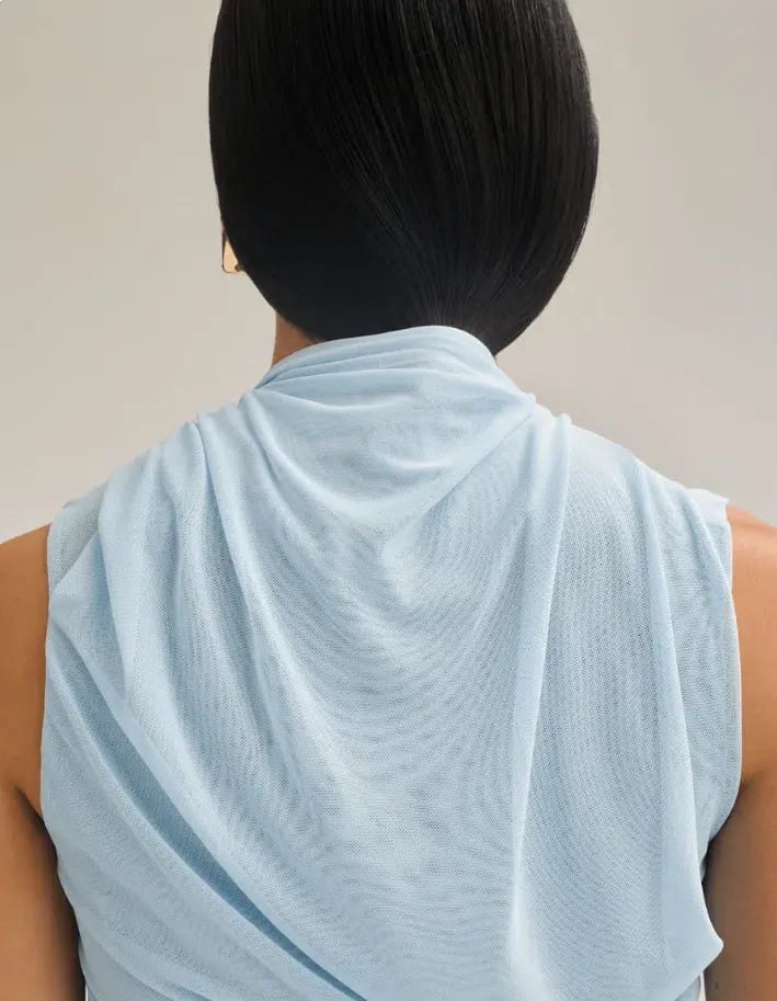 Scanlan Theodore Mesh Drape Top & Skirt Pale Blue Size 10 photo 5