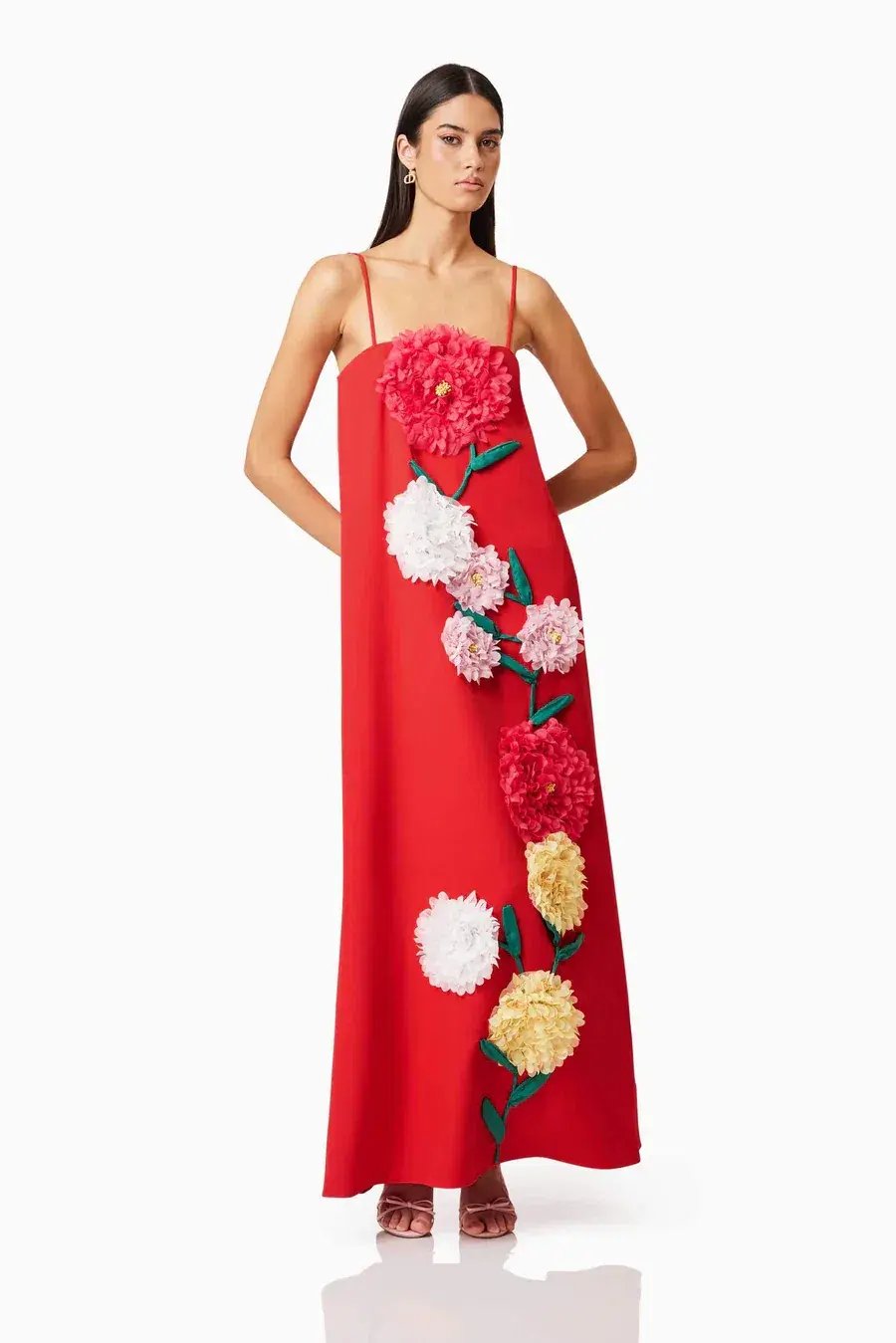 Elliatt Buttercup Embroided Maxi Dress Red Size M/ AU 10 photo 2