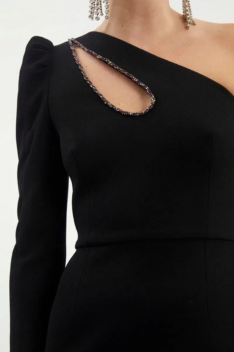 Rebecca Vallance Victoria One Sleeve Mini Dress Black Size 10 photo 4