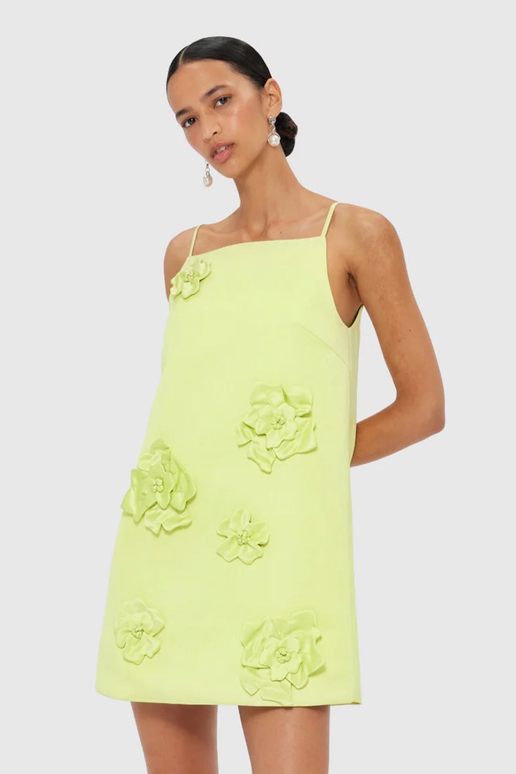 Leo Lin Leia Petal Mini Dress - Chartreuse photo 4