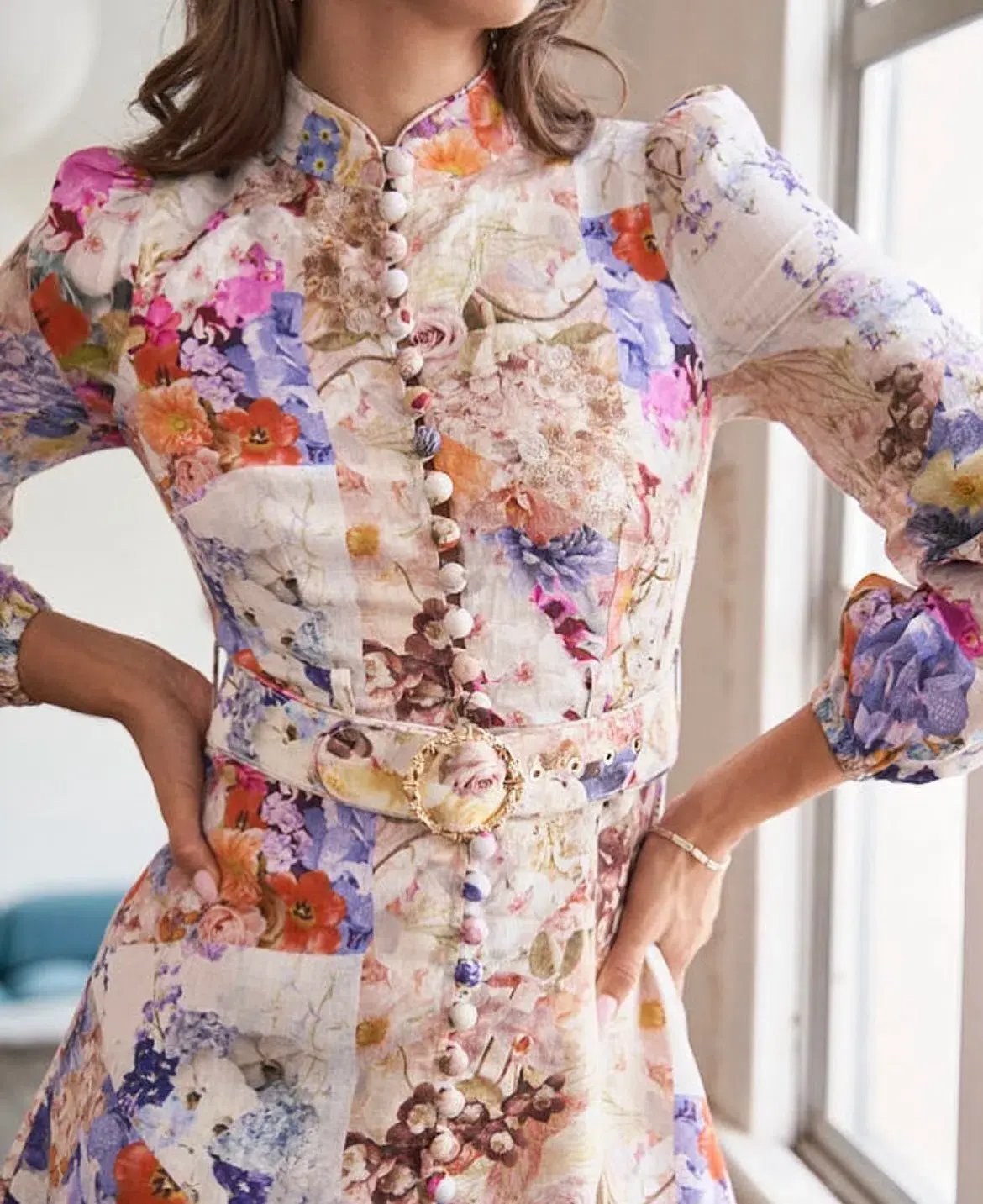 Zimmermann Prima Belted Mini Dress Patchwork Floral Size 0 / Au 8 photo 3