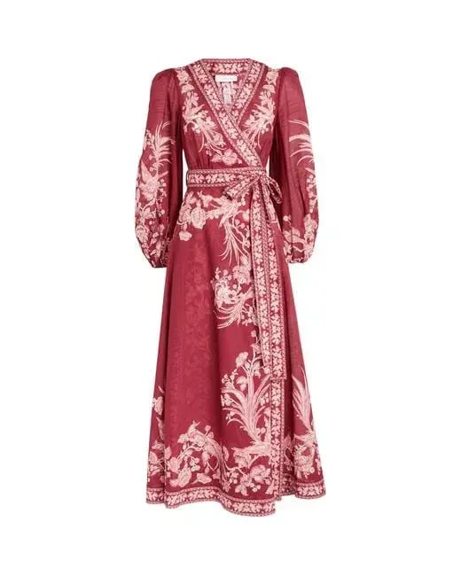 Zimmermann Tiggy Floral-print Wrap Dress in Red Size 1/Au 10 photo 2