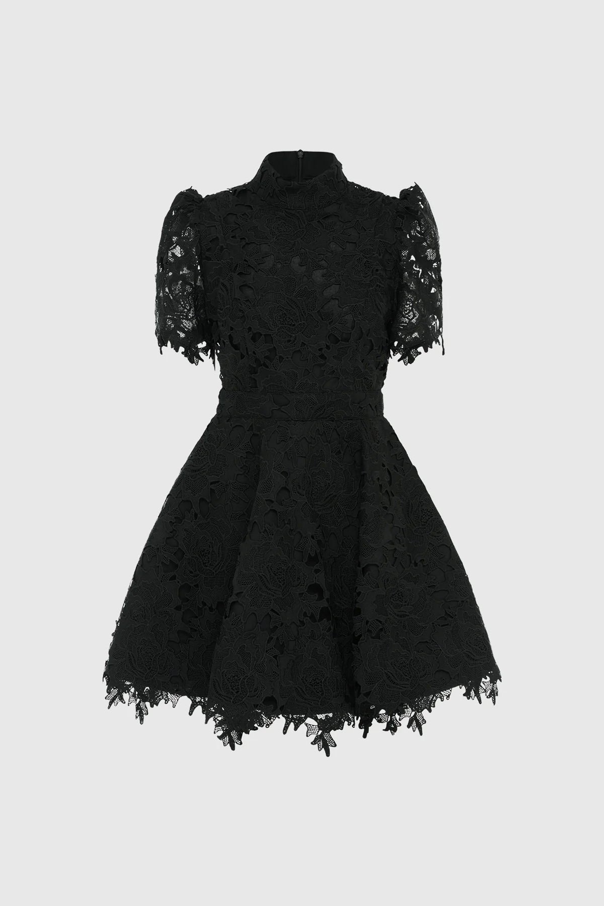 LEO LIN ELISE LACE SHORT SLEEVE MINI DRESS - EBONY photo 5