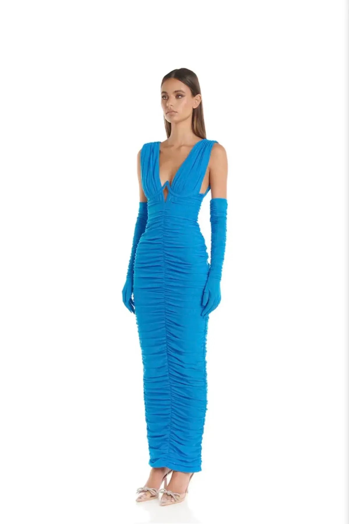Eliya Anna Maxi With Gloves Blue Size 10 photo 2
