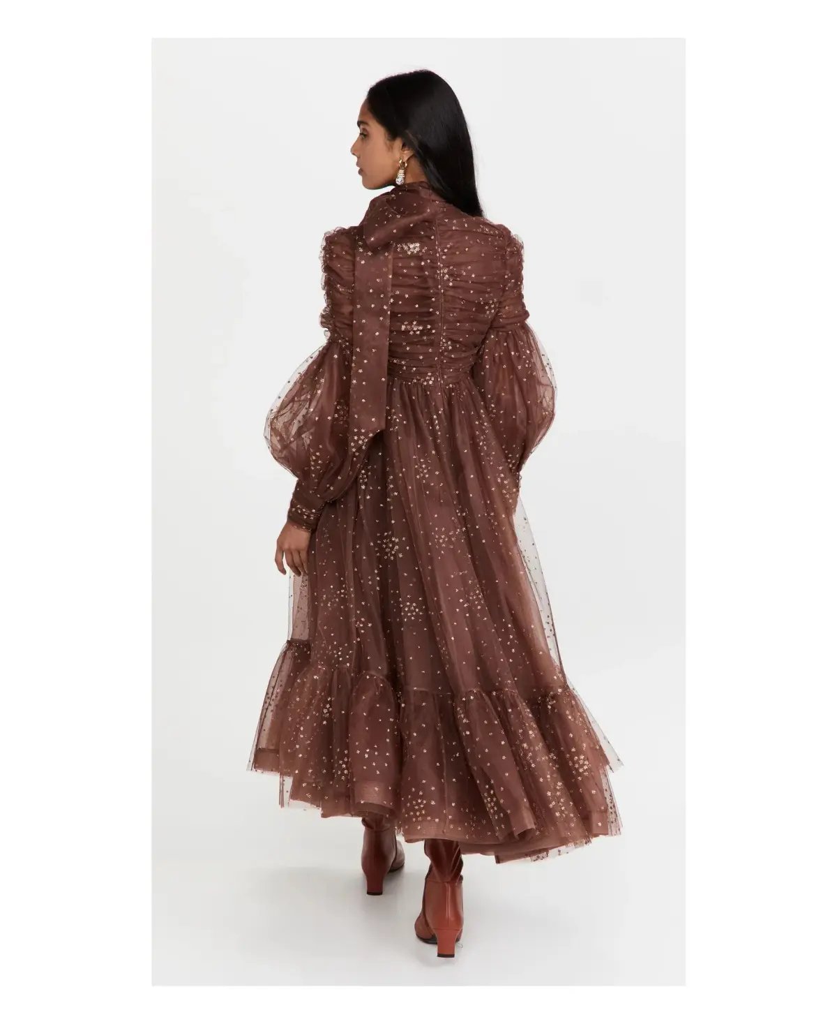 Zimmermann Tempo Ruched Glitter Gown Brown Size 10 photo 3
