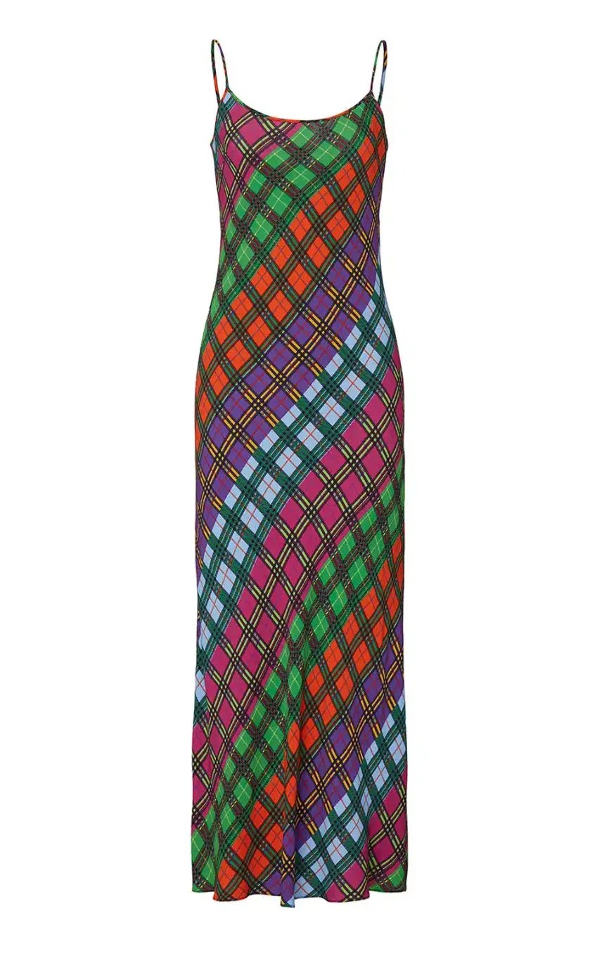 Rixo Holly Rainbow Check Print Dress Size 10 photo 2