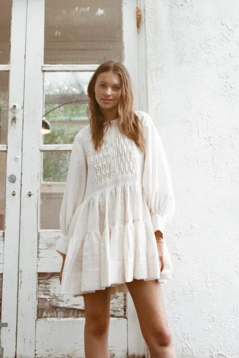Shona Joy Tuxedo Shirt Dress Ivory Size 10 photo 2