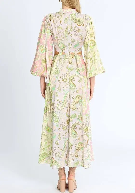 Alemais Marta Cut Out Midi Dress Paisley Print Size 4 photo 7