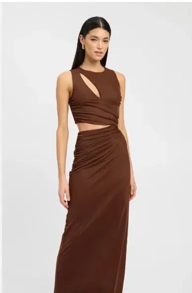 Kookai Bolt Cut Dress Brown Size 10 photo 3