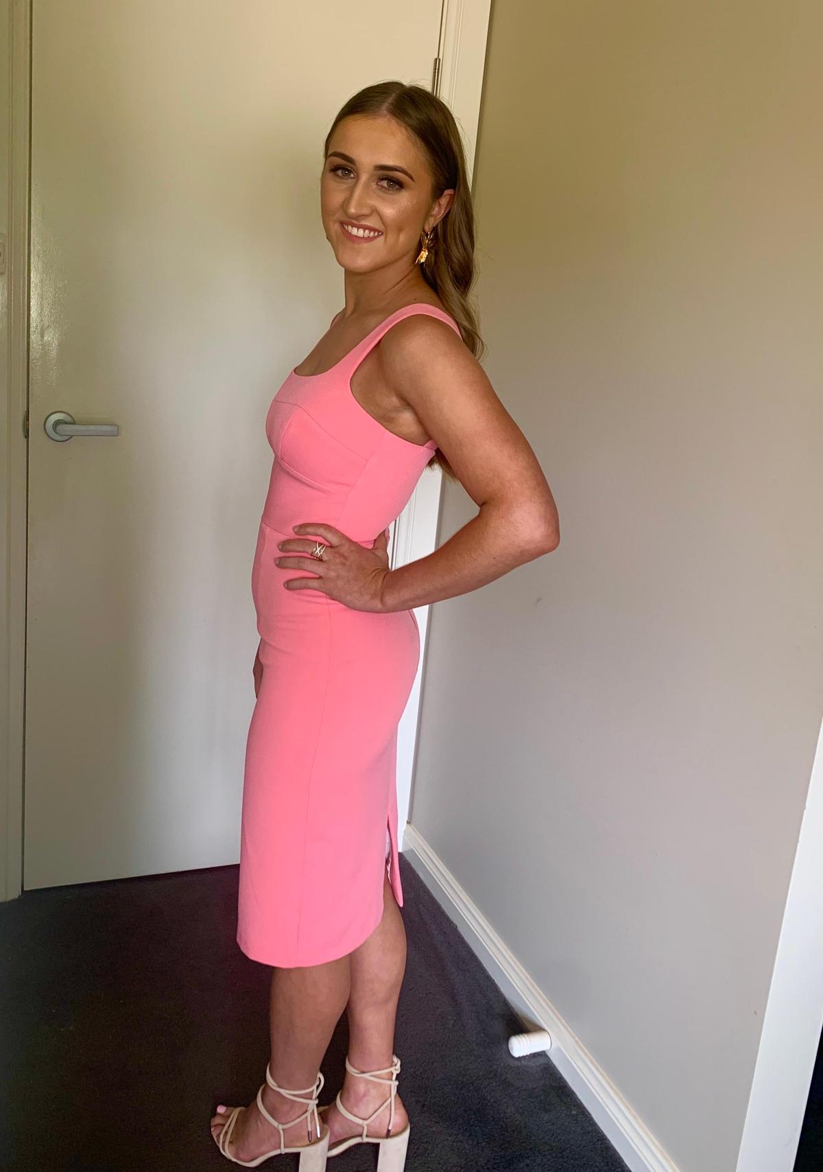 By Johnny Panelled Bust Midi Dress Pink Size 8 photo 4