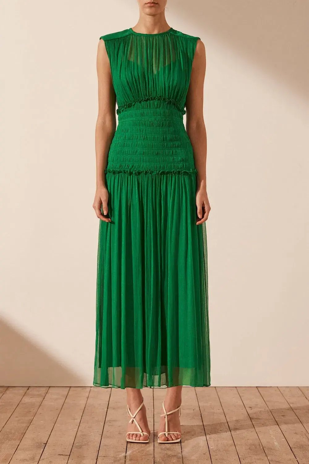 Shona Joy Malina Round Neck Midi Dress Tree Green Size 14 photo 2