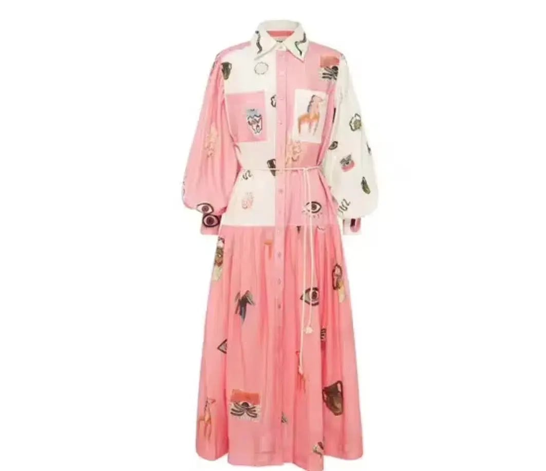 ALEMAIS CLEO PATCHWORK SHIRTDRESS MULTI SIZE 8  also fits 10 photo 3