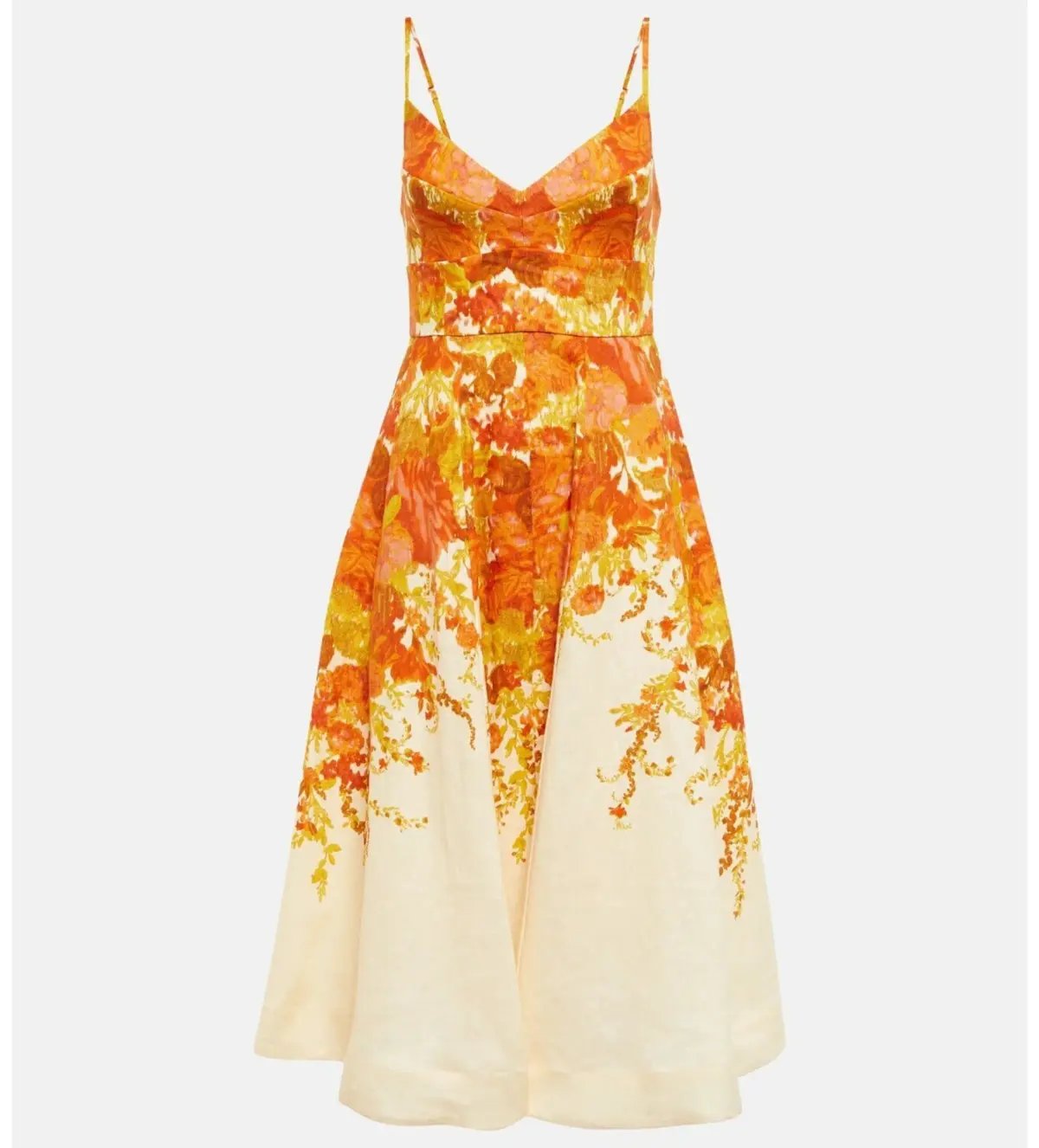 Zimmermann High Tide Picnic Linen Midi Dress Citrus Ikat Size 3 AU 14 photo 7