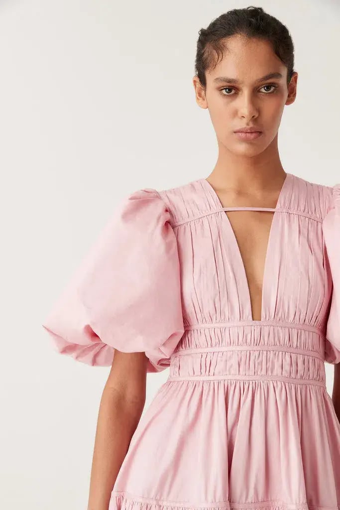 Aje Fallingwater Ruched Midi Dress Pink Size 12 photo 3