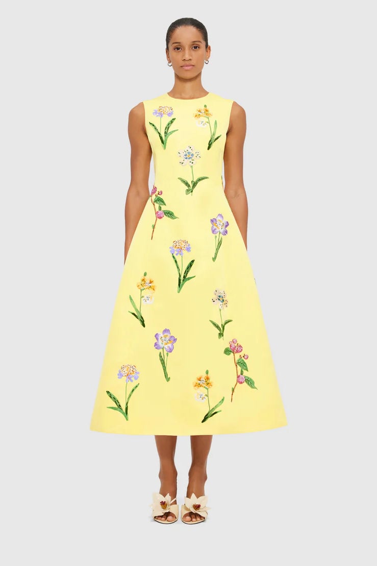 Leo Lin Cleo Sleeveless Midi Dress - Wild Flower Print in Sorbet photo 4