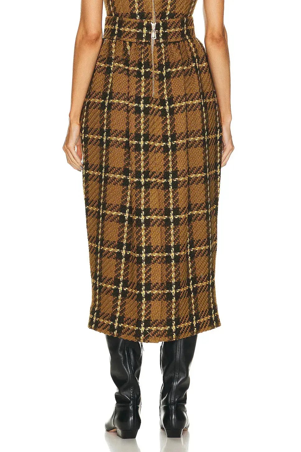 Zimmermann Luminosity Check Bodice and Tulip Skirt Set Olive Check Size 0 / AU 8 photo 4