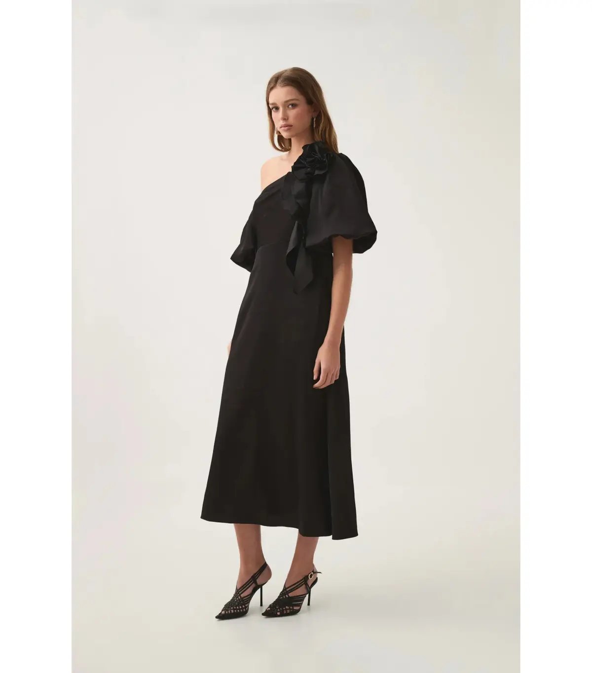 Aje Magnetic Draped Midi Dress Black Size AU 8 photo 3