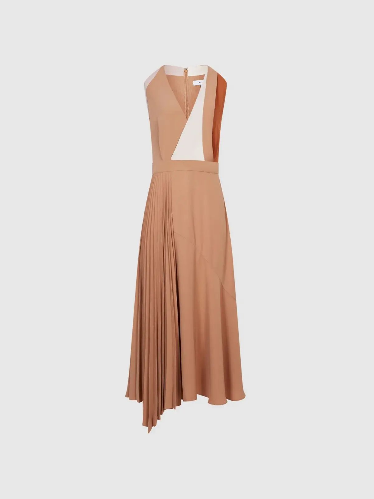 Reiss Anise Colourblock Midi Dress Multi Nude Size 8 photo 4